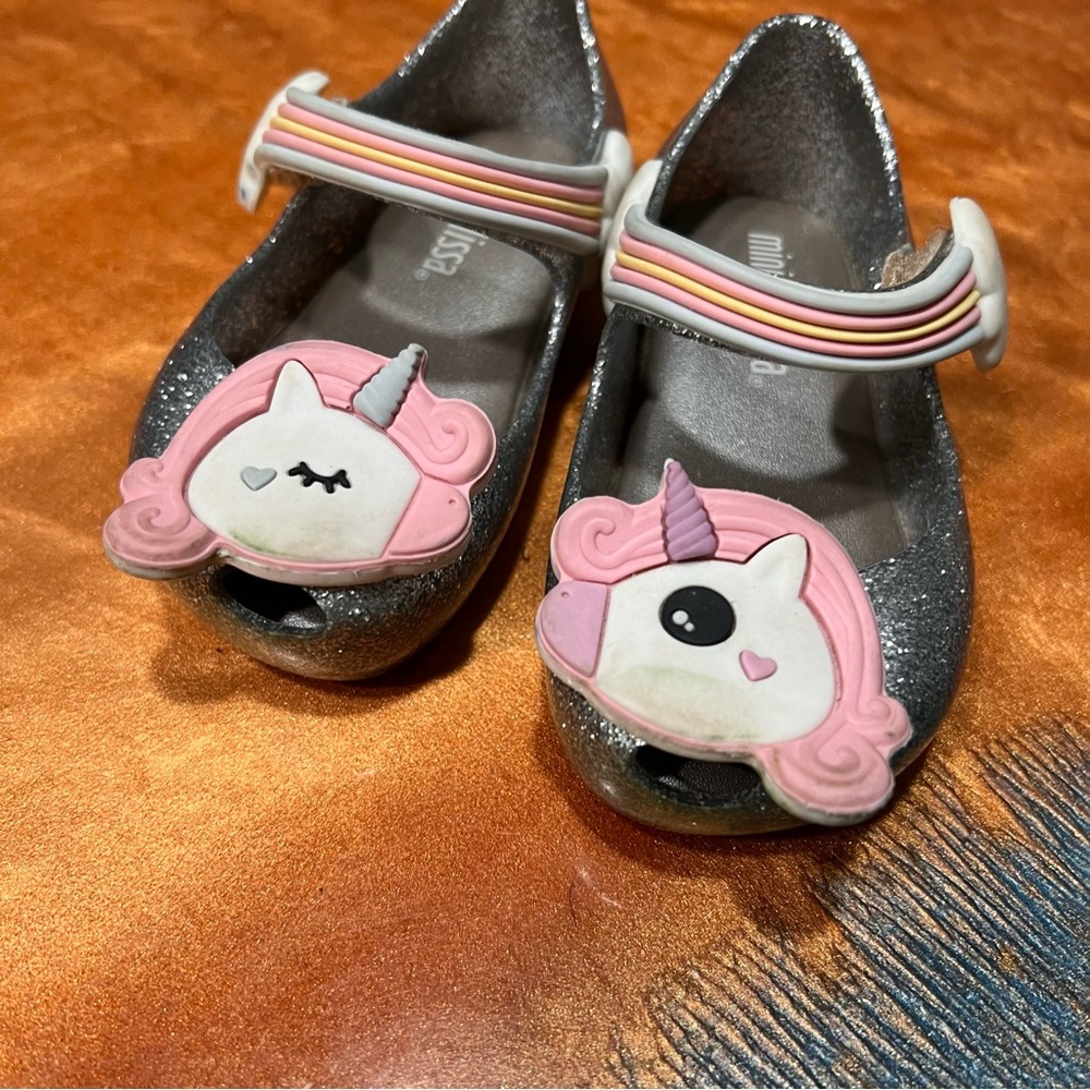 Mini Melissa Sparkle Unicorn Rainbow Jelly Shoes glitter size 5 baby